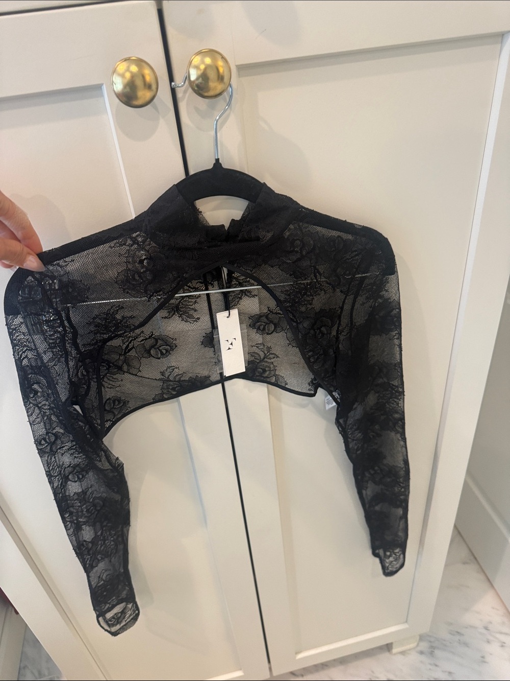 Fleur du Mal Black Sheer Lace Bolero Shrug